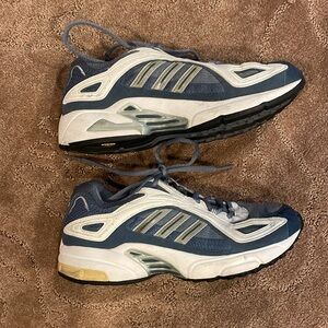 Adidas blue white women’s running shoes, barely worn, size 7.5